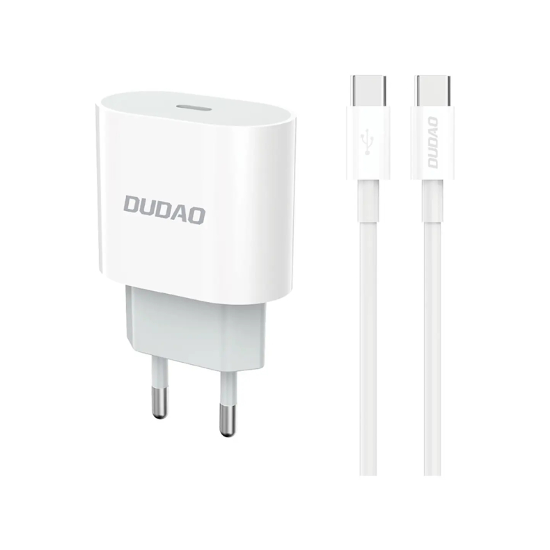 Dudao A14EUC Adapter 20Watt (1m USB-C to USB-C cable included) Hvid